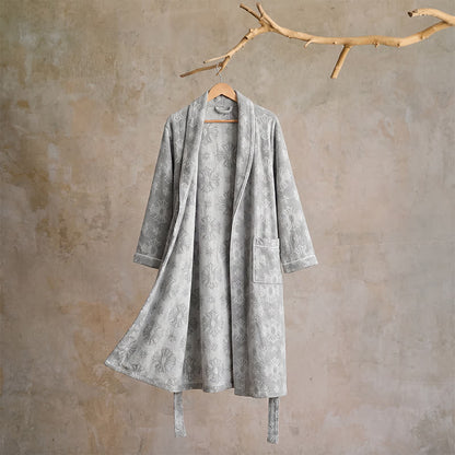 Cotton Tonal Floral Jacquard Kimono Robe