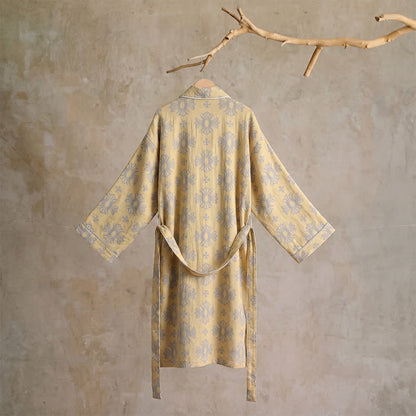 Cotton Tonal Floral Jacquard Kimono Robe