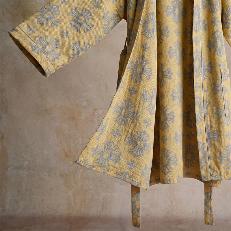 Cotton Tonal Floral Jacquard Kimono Robe