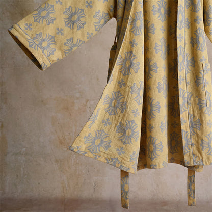 Cotton Tonal Floral Jacquard Kimono Robe