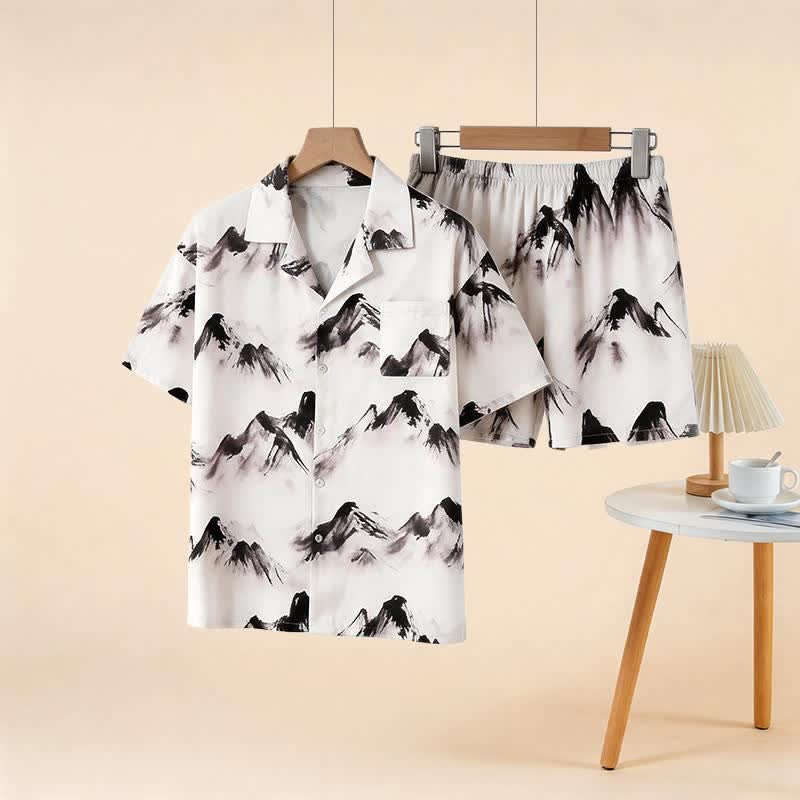 Unisex Ink Wash Mountain Loungewear Set