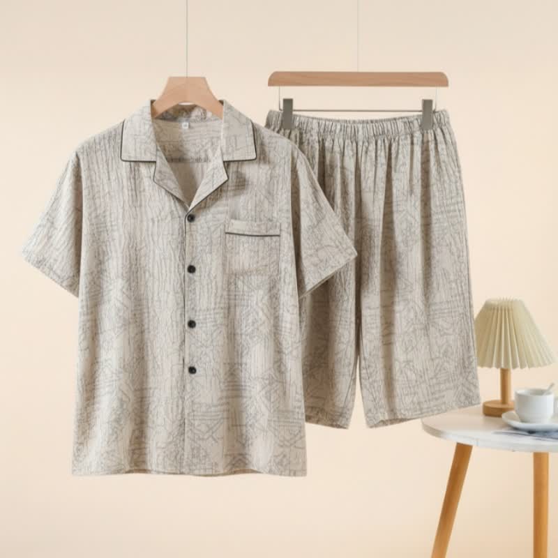 Unisex Style Geometric Pattern Loungewear Set