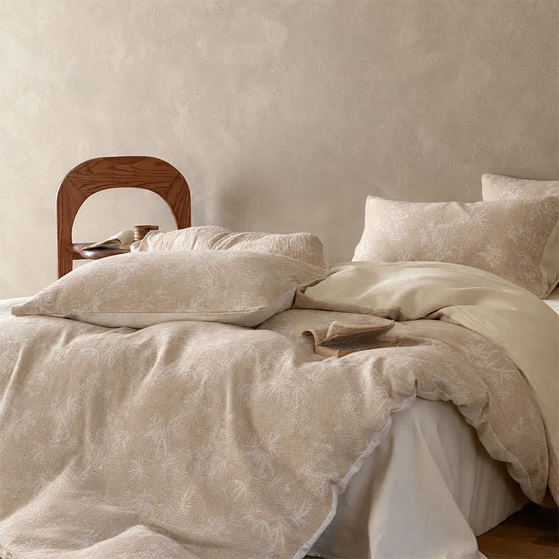 Camel Bamboo Sprig Jacquard Cotton Bedding Set