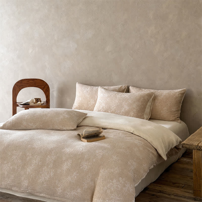 Camel Bamboo Sprig Jacquard Cotton Bedding Set