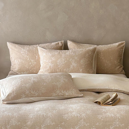 Camel Bamboo Sprig Jacquard Cotton Bedding Set
