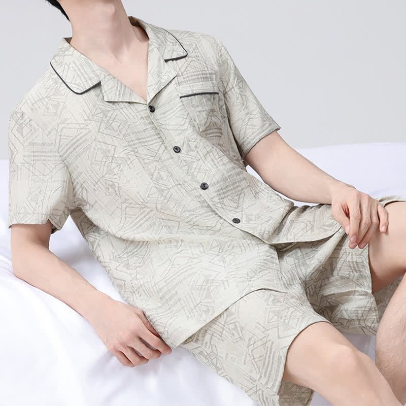 Unisex Style Geometric Pattern Loungewear Set