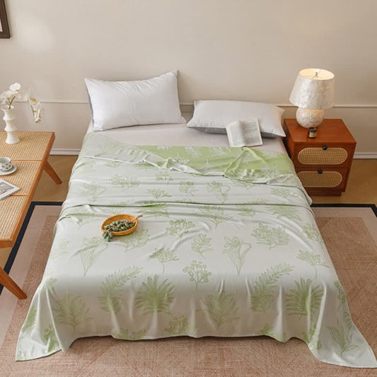 Multicolor Botanical Sketch Bamboo Fiber Quilt