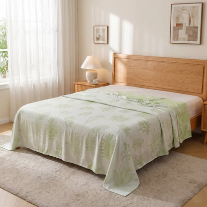 Multicolor Botanical Sketch Bamboo Fiber Quilt