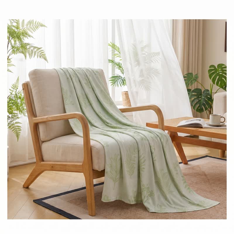 Multicolor Botanical Sketch Bamboo Fiber Quilt
