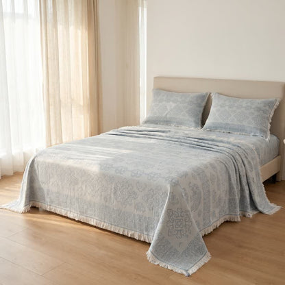 Multicolor Oriental Floral Cotton Gauze Quilt