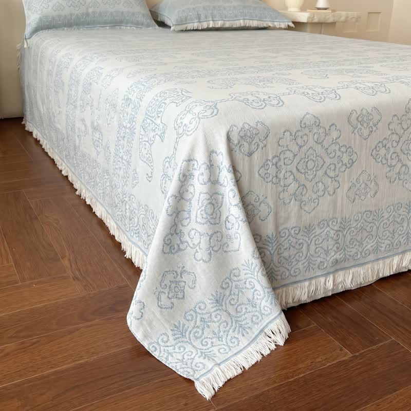 Multicolor Oriental Floral Cotton Gauze Quilt