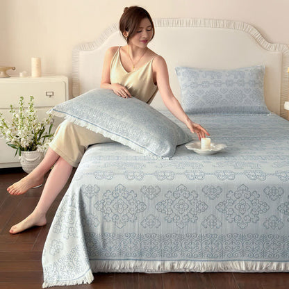 Multicolor Oriental Floral Cotton Gauze Quilt