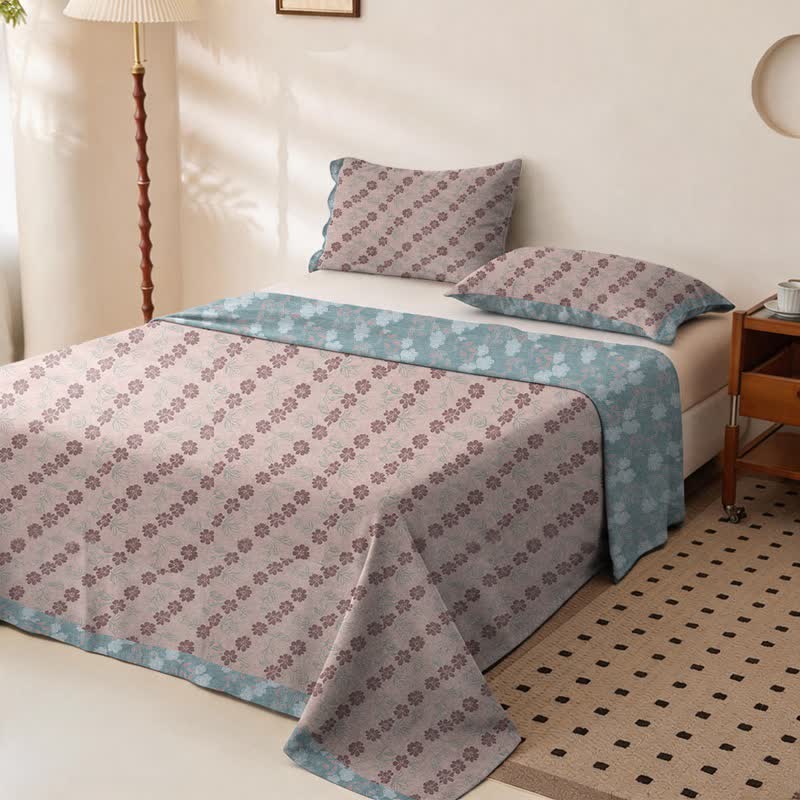 Elegant Floral Cotton Double Gauze Bedspread