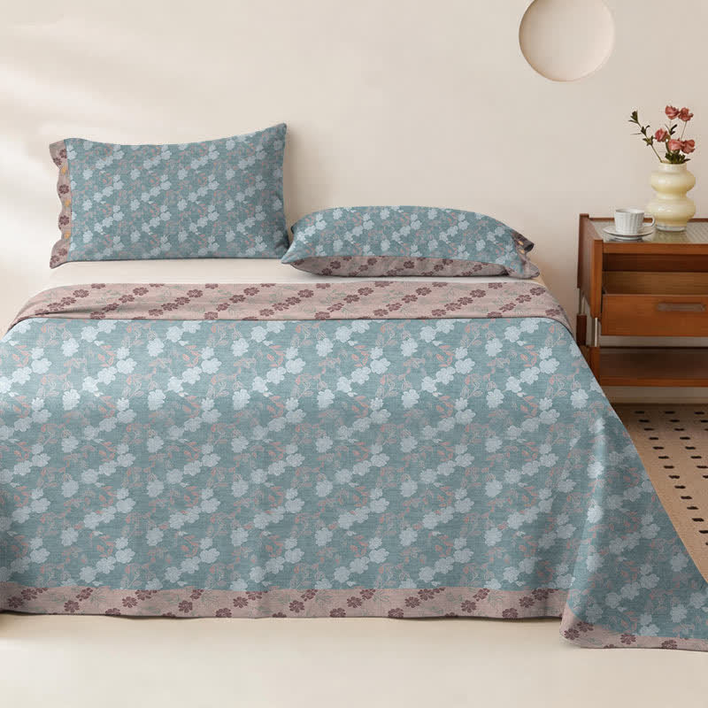 Elegant Floral Cotton Double Gauze Bedspread