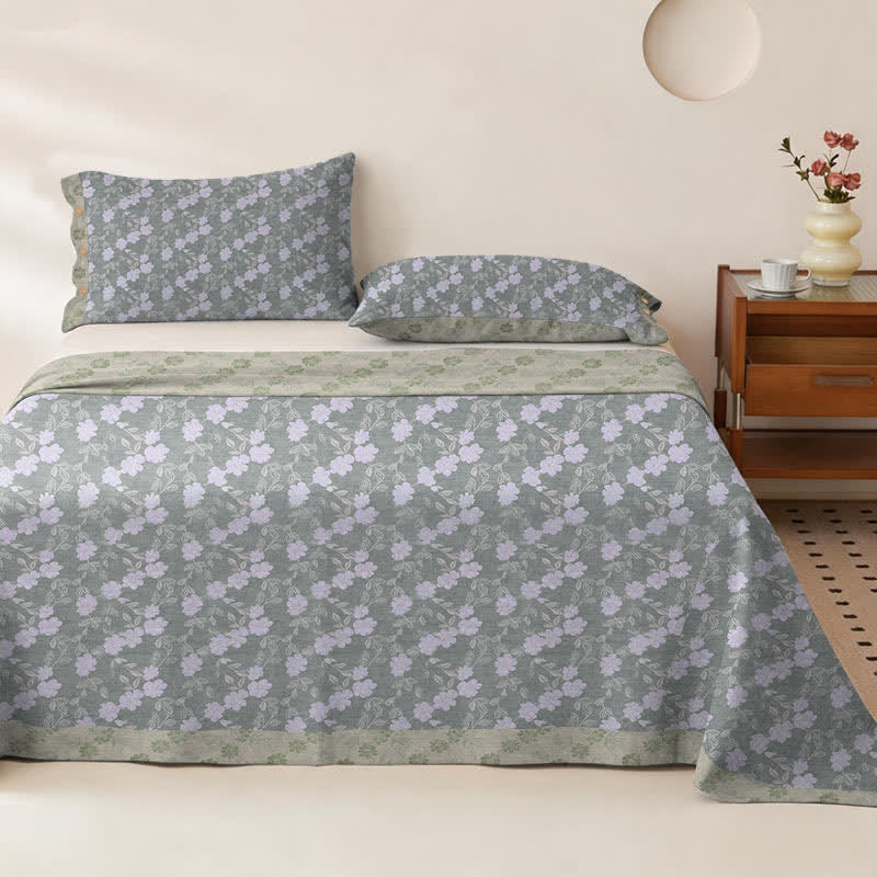 Elegant Floral Cotton Double Gauze Bedspread