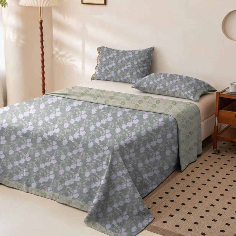 Elegant Floral Cotton Double Gauze Bedspread