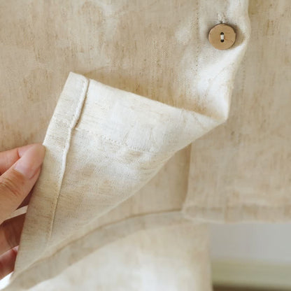 Ruffle Trim Cotton Linen Women's Pajamas