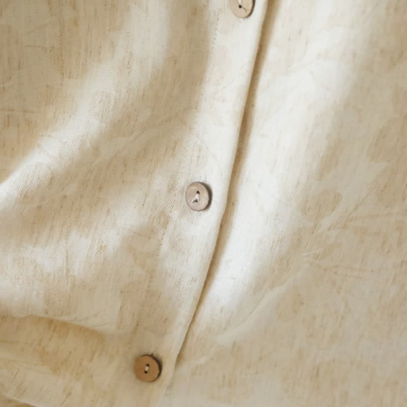Ruffle Trim Cotton Linen Women's Pajamas