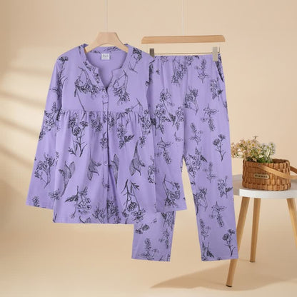Floral Cotton 3/4 Sleeve Women's Pajamas