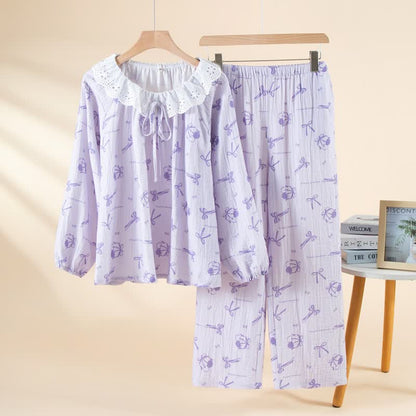 Sweet Cherry & Bow Cotton Gauze Pajamas