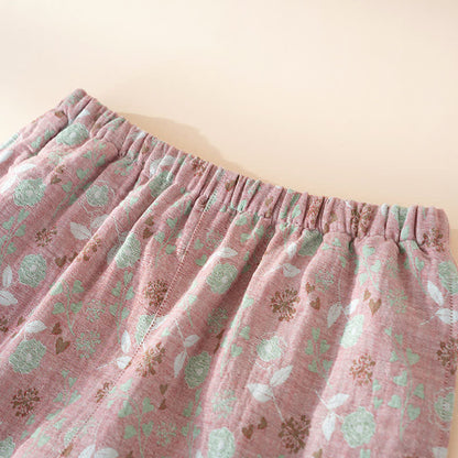 Rose Cotton Gauze Lace Loungewear Set