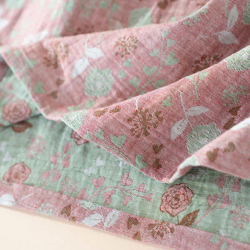Rose Cotton Gauze Lace Loungewear Set