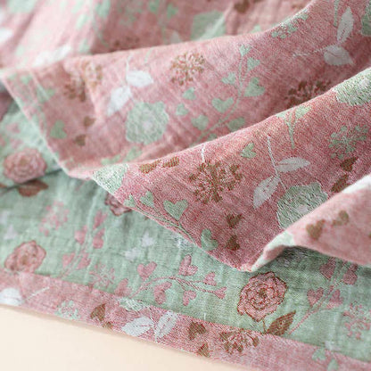Rose Cotton Gauze Lace Loungewear Set