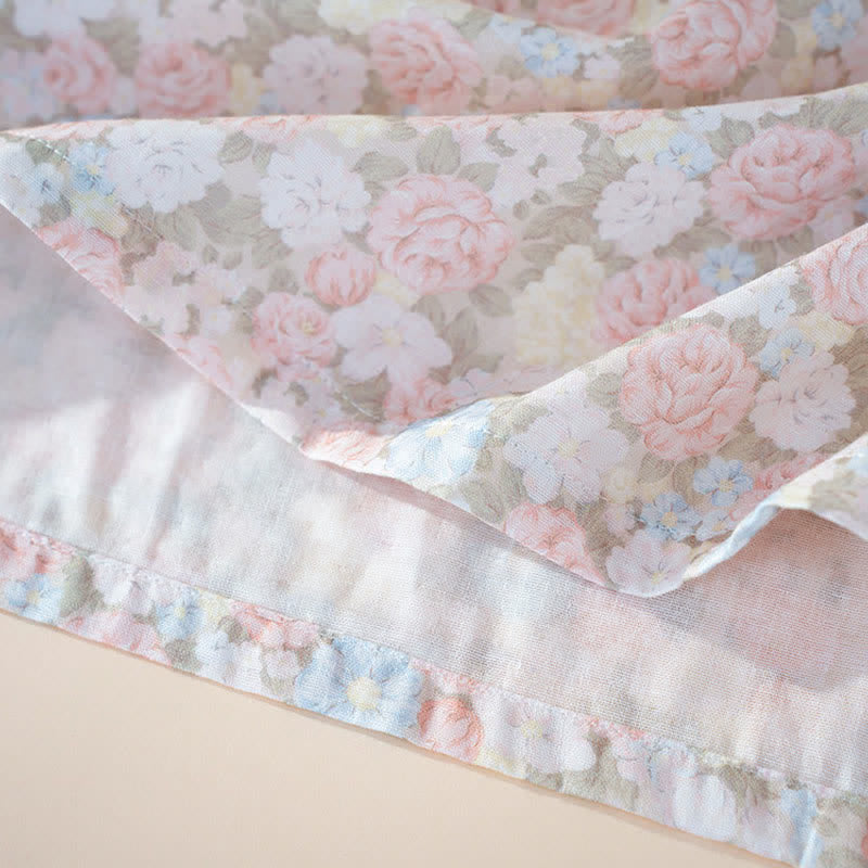 Rustic Floral Cotton Gauze Ruffle Pajamas
