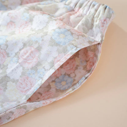 Rustic Floral Cotton Gauze Ruffle Pajamas