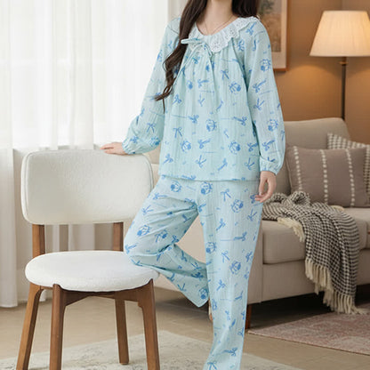 Sweet Cherry & Bow Cotton Gauze Pajamas