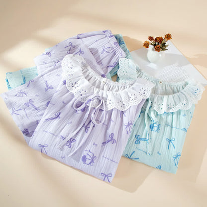 Sweet Cherry & Bow Cotton Gauze Pajamas