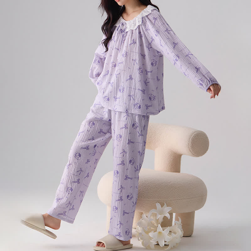 Sweet Cherry & Bow Cotton Gauze Pajamas