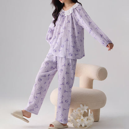 Sweet Cherry & Bow Cotton Gauze Pajamas