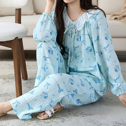 Sweet Cherry & Bow Cotton Gauze Pajamas