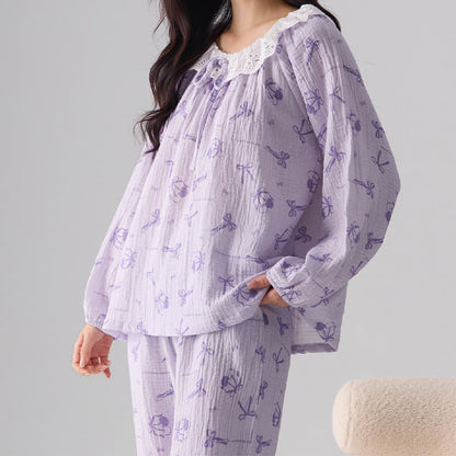 Sweet Cherry & Bow Cotton Gauze Pajamas