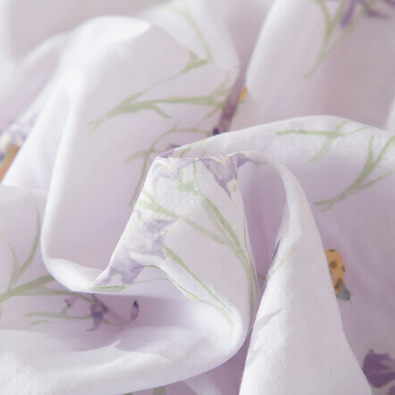 Elegant Purple Floral Cotton Gauze Pajamas