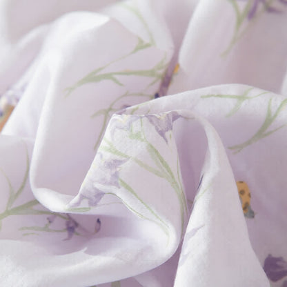 Elegant Purple Floral Cotton Gauze Pajamas