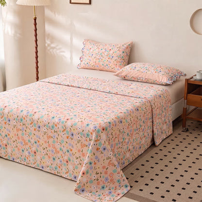 Pink Romantic Floral Cotton Bedspread