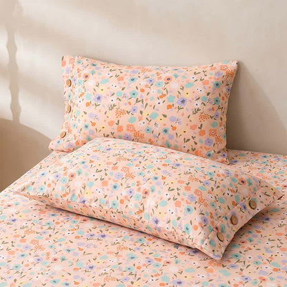 Pink Romantic Floral Cotton Bedspread