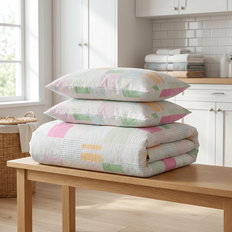 Multicolor Pastel Patchwork Cotton Bedding Set