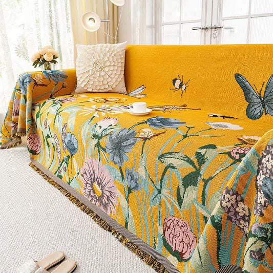 Vintage Floral Tassel Sofa Protector
