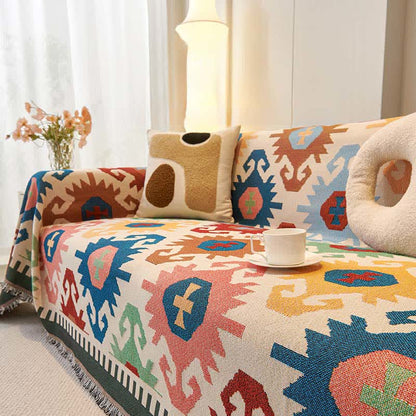 Boho Geometric Tassel Sofa Protector