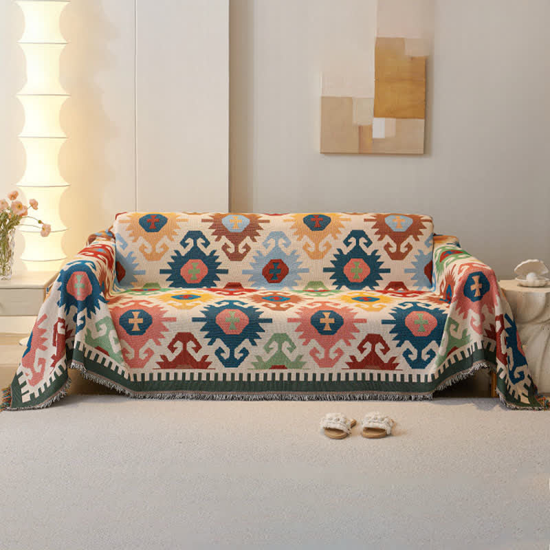 Boho Geometric Tassel Sofa Protector