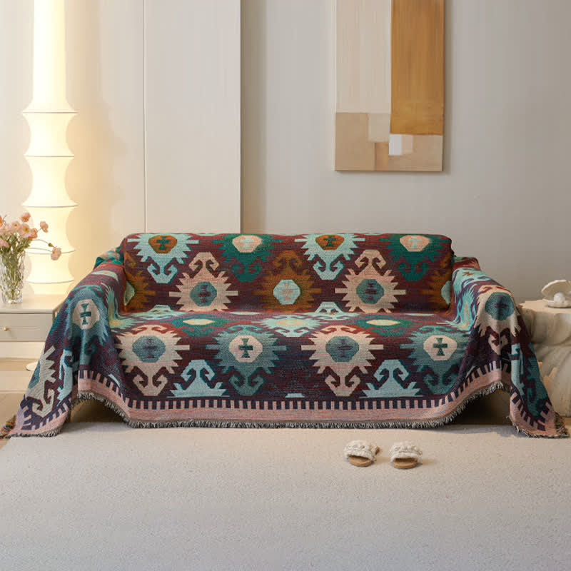 Boho Geometric Tassel Sofa Protector