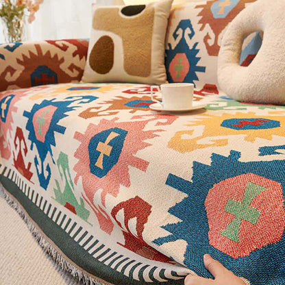 Boho Geometric Tassel Sofa Protector