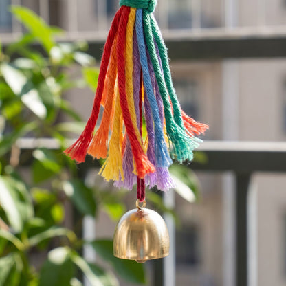 Boho Rainbow Macrame Hanging Bell Wall Decor