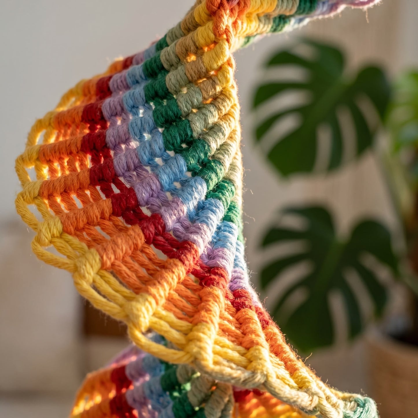 Boho Rainbow Macrame Hanging Bell Wall Decor