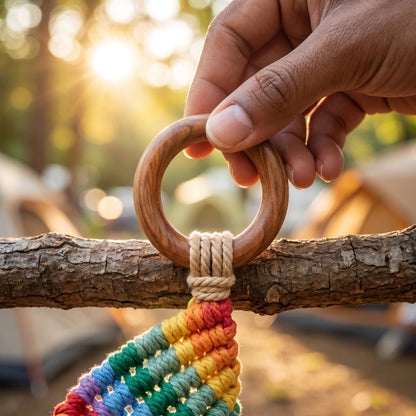 Boho Rainbow Macrame Hanging Bell Wall Decor
