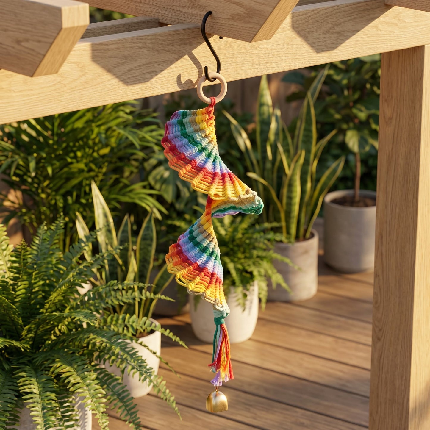 Boho Rainbow Macrame Hanging Bell Wall Decor