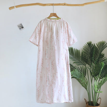 Floral Cotton Gauze Kimono Nightdress Loungewear